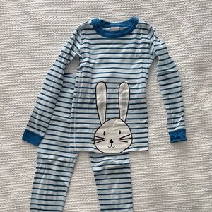 Hanna Andersson Blue Striped Bunny Pajama Set